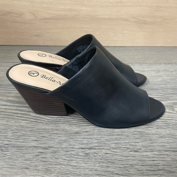 Bella Vita Kathy Open Toe Black Leather Mule Sandals Women Size 8 - Picture 14 of 17